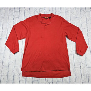 Eddie Bauer MENS SIZE L TALL Red Cotton Long Sleeve Polo Shirt VINTAGE 90S USA